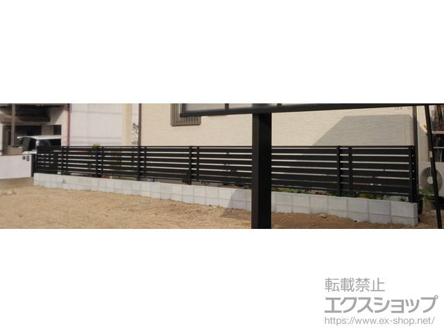 岡山県倉敷市ののフェンス・柵 モクアルフェンス 横板タイプ 自由柱タイプ 施工例