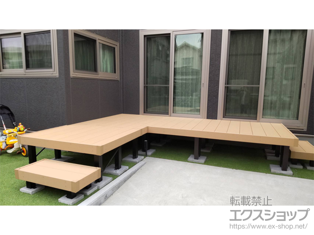 福島県会津若松市ののウッドデッキ リウッドデッキ 200＋独立式リウッドステップ2型 施工例