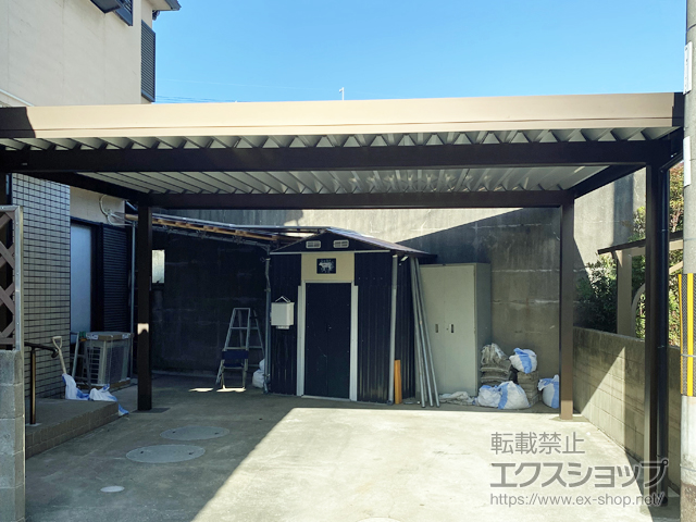 和歌山県和歌山市ののカーポート ジーポートPro 900 2台用 4本柱 積雪〜30cm対応 施工例
