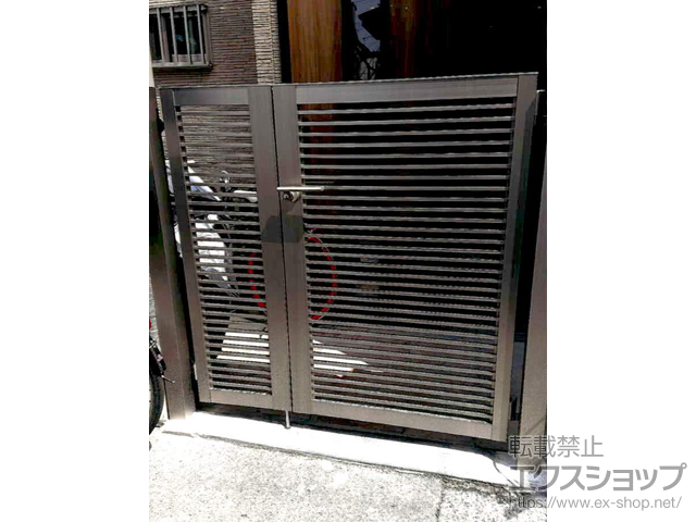 大阪府東大阪市のの門扉 開き門扉AB YR2型 親子開き 柱使用 施工例