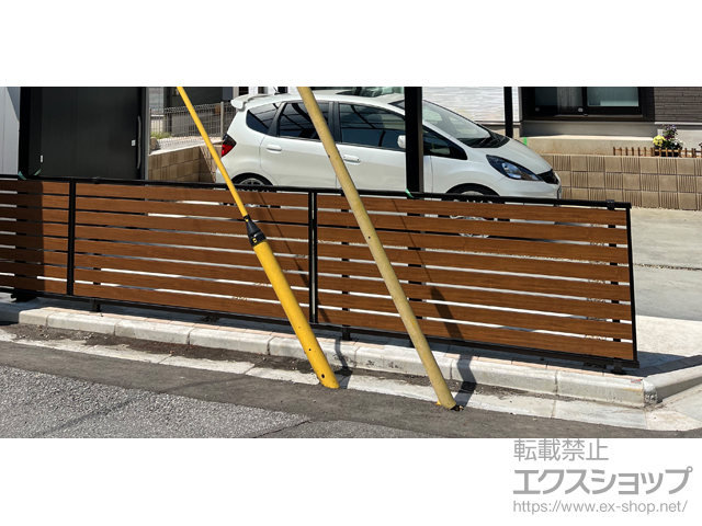 千葉県松戸市ののフェンス・柵 モクアルフェンス 横板タイプ 自由柱施工 施工例