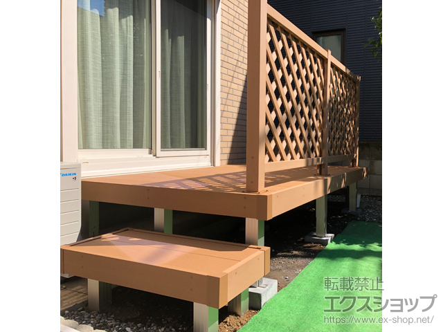 東京都足立区ののウッドデッキ マージウッドデッキ＋独立式 リウッドステップ2型＋ルーバーデッキフェンス 施工例