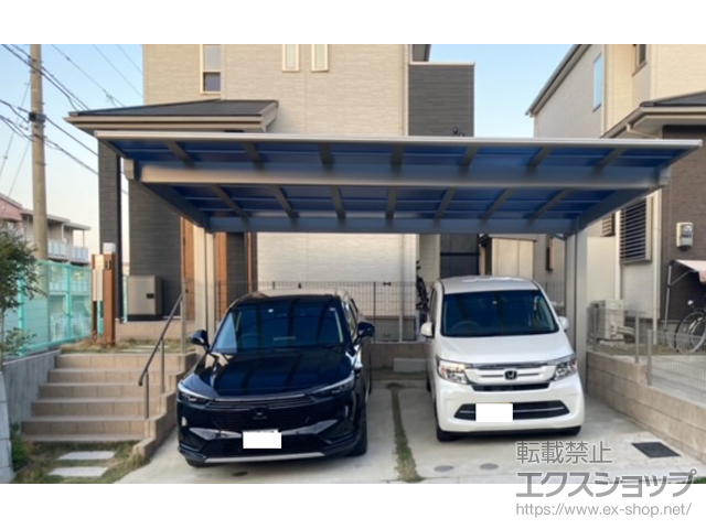 福岡県福岡市ののカーポート エフルージュツインEX FIRST 後方支持タイプ 積雪〜20cm対応 施工例