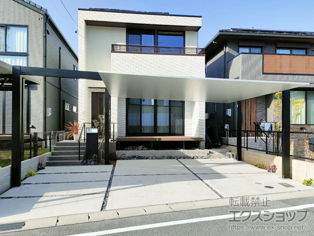 愛知県長久手市ののカーポート カーポートSCワイド 梁延長（1本梁R/W81） 積雪〜20cm対応 施工例