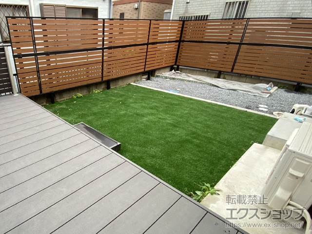 千葉県柏市ののフェンス・柵 モクアルフェンス 横板タイプ 2段支柱 自立建て用 施工例