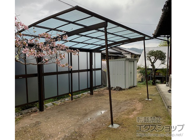 広島県安芸高田市ののカーポート アリュース　積雪〜20cm対応＋サイドパネル*間柱付き＋着脱式サポート 施工例