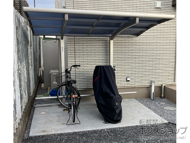 埼玉県新座市ののサイクルポート・駐輪場 プレシオスポート ミニ 積雪〜20cm対応＋車止めバー 施工例