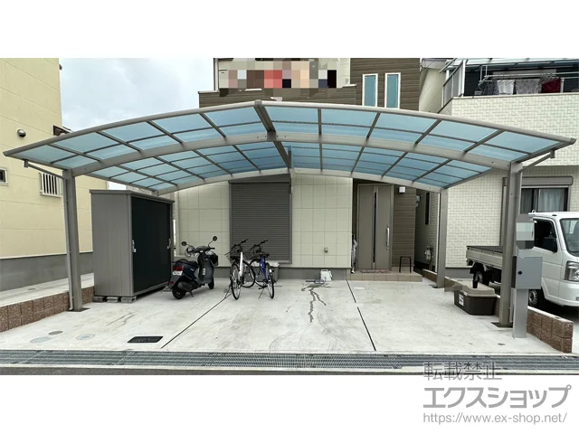 大阪府堺市のYKKAPのカーポート アリュース トリプル 積雪〜20cm対応 施工例