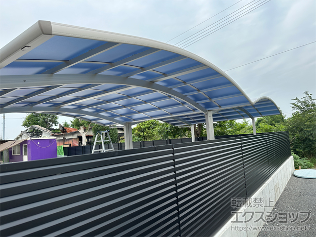 福岡県八女市ののカーポート プレシオスポート ワイド 縦連棟 積雪〜20cm対応 施工例