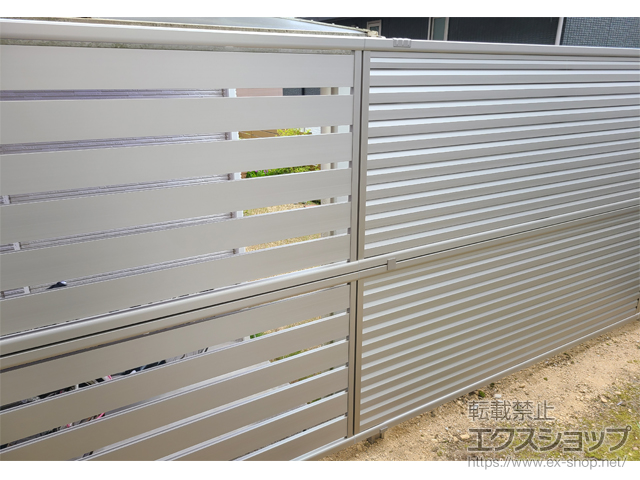 山口県山口市ののフェンス・柵 シンプレオフェンスSY1F型 横半目隠し 2段支柱 自立建て用 施工例
