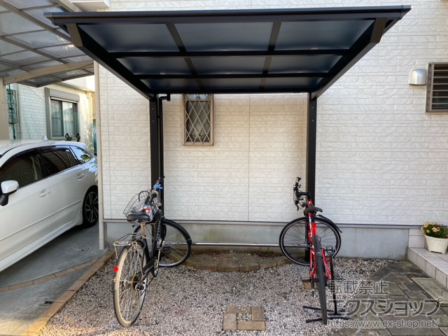 兵庫県揖保郡太子町ののサイクルポート・駐輪場 ネスカFミニ (フラットスタイル) 積雪〜20cm対応＋ネスカFミニ用輪止めセット 施工例