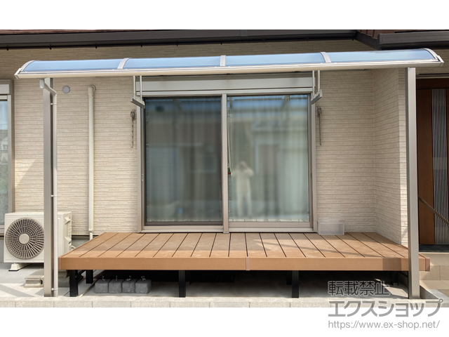 岐阜県本巣市ののテラス屋根 ソラリア R型 テラスタイプ 単体 積雪〜20cm対応＋吊り下げ式 固定物干しセット 施工例