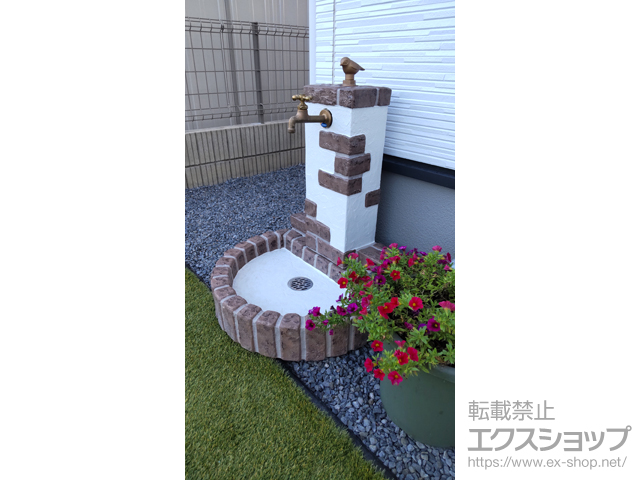 栃木県小山市のの立水栓・ガーデンシンク 不凍水栓ユニット サナンド レトロブリックタイプ 施工例