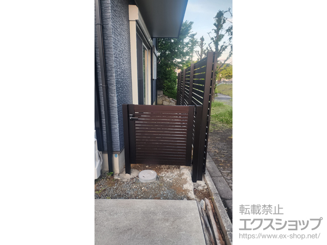 兵庫県神戸市のの門扉 シンプレオ門扉3型 横太格子 片開き 門柱使用 施工例