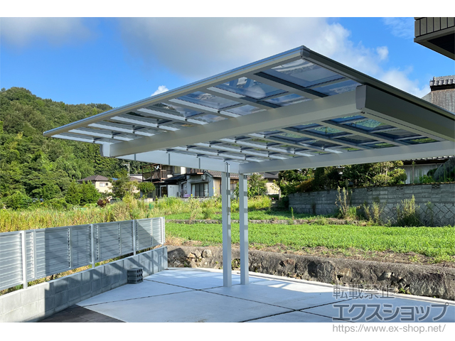 広島県福山市ののカーポート エフルージュツインEX FIRST 後方支持タイプ 積雪〜20cm対応 施工例