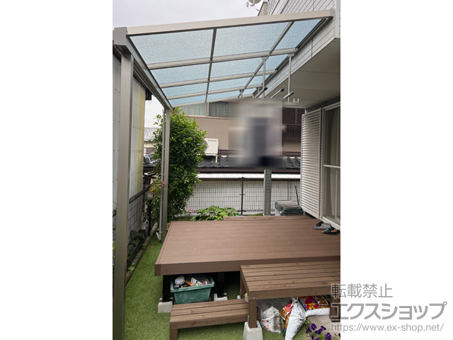 兵庫県姫路市ののテラス屋根 ソラリア F型 テラスタイプ 単体 積雪〜20cm対応＋吊下げ物干しワイド 施工例