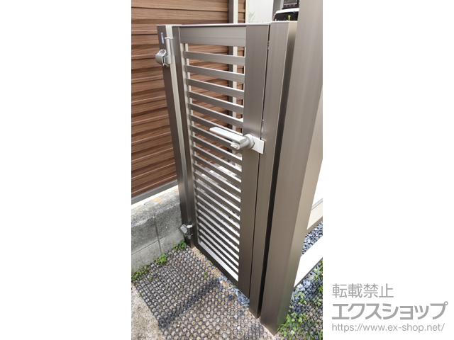 広島県広島市のの門扉 【特注】開き門扉AB TR3型 片開き　柱使用 施工例