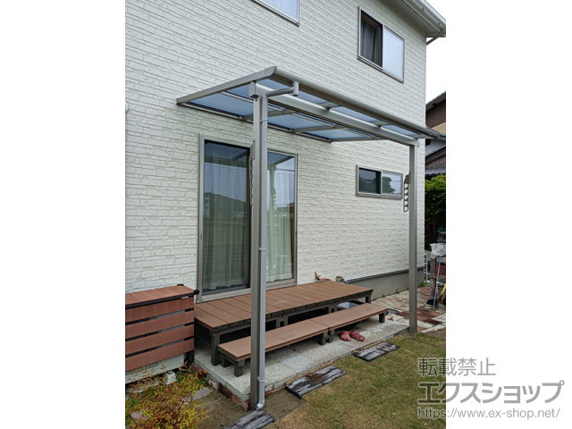 香川県高松市ののテラス屋根 ソラリア F型 テラスタイプ 単体 積雪〜20cm対応＋水平式物干し 施工例