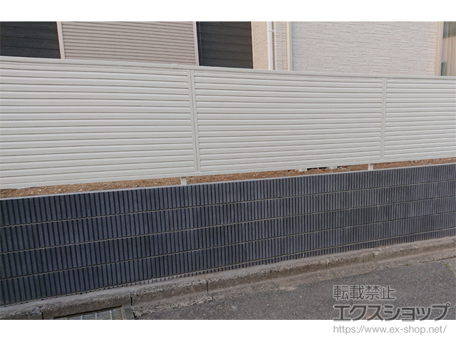 千葉県野田市ののフェンス・柵 ミエーネフェンス 目隠しルーバータイプ　自由柱施工 施工例