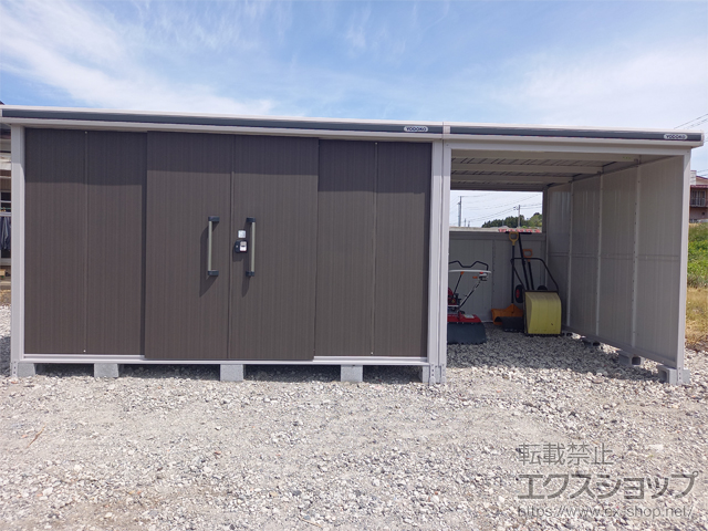 宮城県黒川郡大衡村のの物置・屋外倉庫 エルモコンビ 一般型 5830×2914×2116 LMD-3629+LKD2229-DW 施工例