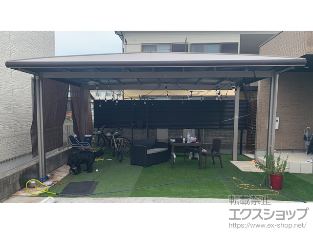 神奈川県小田原市ののカーポート フーゴAプラス (アーチスタイル) ワイド 木調色 積雪〜20cm対応 施工例