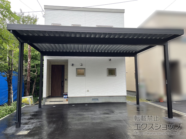 北海道恵庭市ののカーポート ジーポートPro 積雪150cm対応 2台用 4本角柱 施工例
