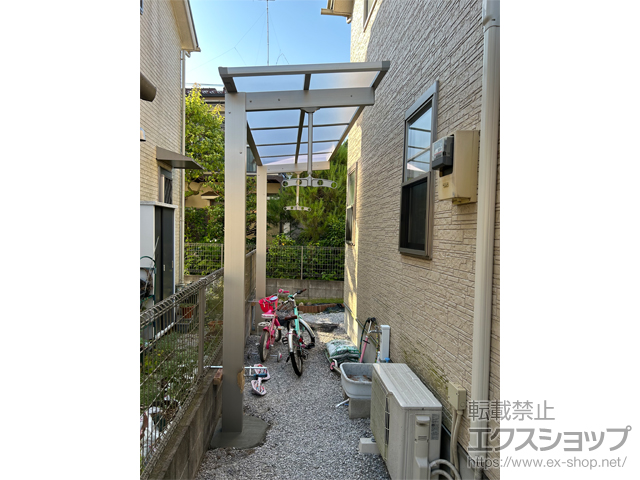 東京都八王子市ののテラス屋根 レセパ Lタイプ 独立タイプ 積雪〜20cm対応＋吊り下げ式上下可動物干し 施工例
