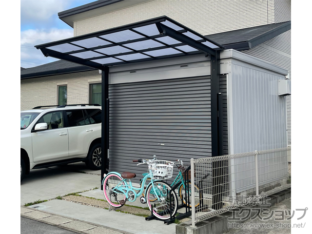 佐賀県佐賀市ののサイクルポート・駐輪場 ネスカFミニ (フラットスタイル) 積雪〜20cm対応＋着脱式サポート 施工例