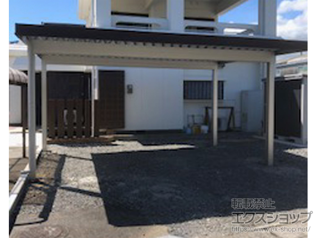 鹿児島県枕崎市ののカーポート ジーポートPro 1500 2台用 4本柱 木調マテリアルカラー 積雪〜50cm対応 施工例