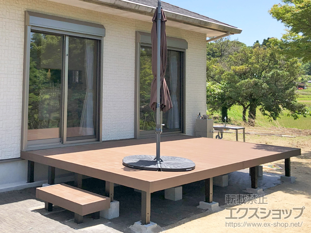 熊本県天草市ののウッドデッキ リウッドデッキ 200＋独立式リウッドステップ2型 施工例