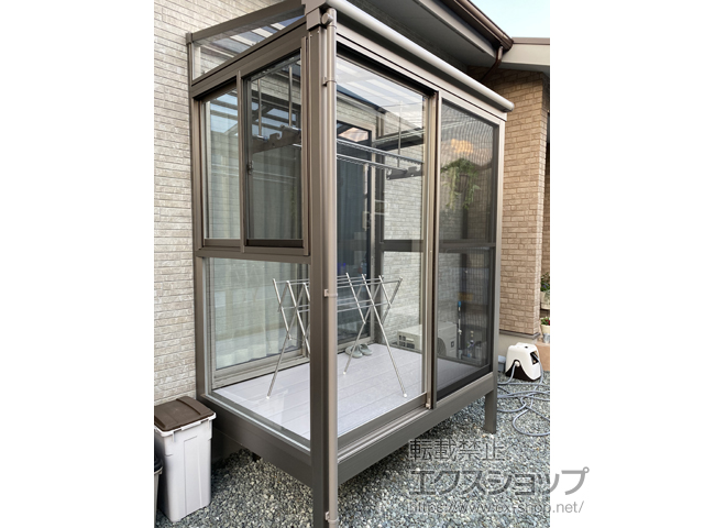 福岡県八女市ののテラス囲い・サンルーム サニージュF型 床納まり ランマなし 積雪20cm対応＊ガラス組込み仕様 施工例