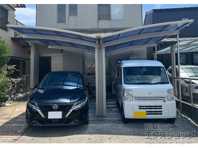 静岡県浜松市ののカーポート プレシオスポート Y合掌 積雪〜20cm対応＋着脱式補助柱 施工例