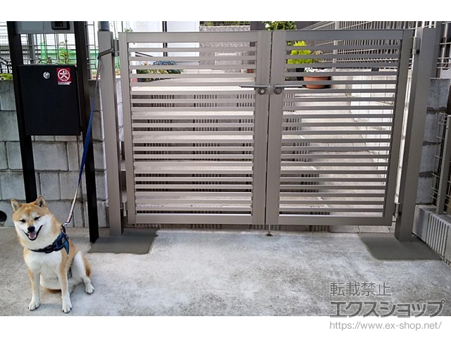 千葉県白井市のの門扉 開き門扉AB YR3型 親子開き　柱使用 施工例