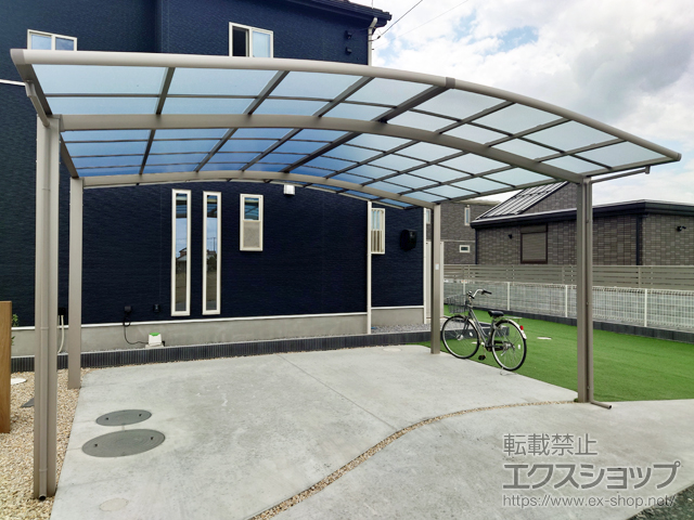 埼玉県北本市ののカーポート ネスカR (ラウンドスタイル) ワイド 積雪〜20cm対応 施工例