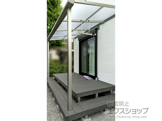 大分県大分市ののテラス屋根 ソラリア F型 テラスタイプ 単体 積雪〜20cm対応＋吊り下げ式固定物干し 施工例