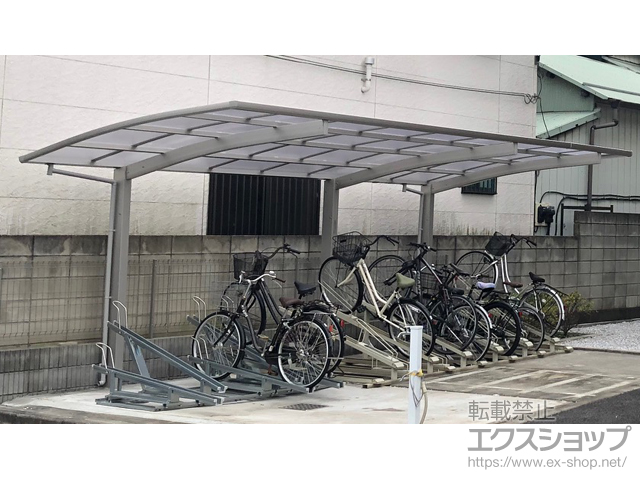 東京都葛飾区ののカーポート アリュース 延長　積雪〜20cm対応＋スライドキーパー CPSRZ型 高低仕様 6台用 施工例