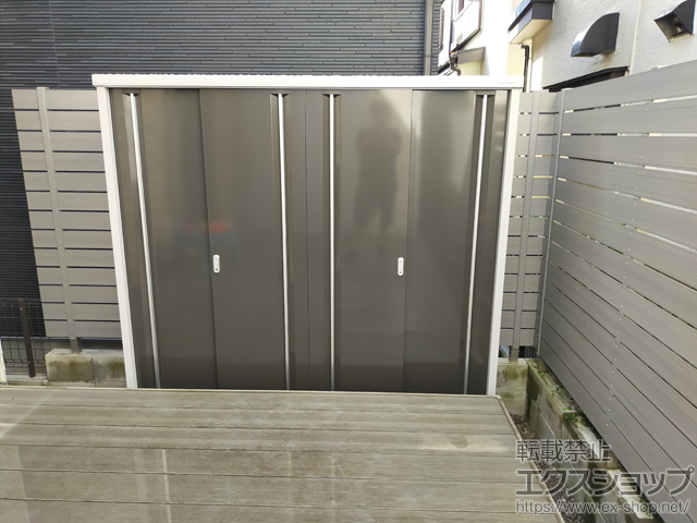 千葉県柏市のの物置・屋外倉庫 シンプリー 一般型 2160×615×1903 MJX-216E-EB 施工例
