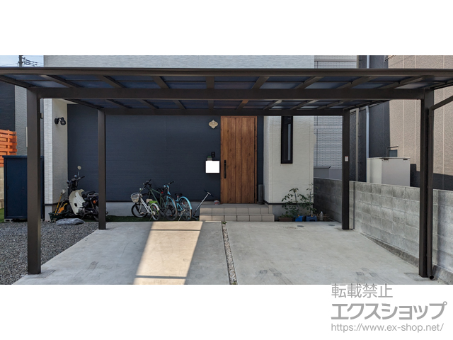 愛媛県松山市ののカーポート ソリッドポート ワイド 積雪〜20cm対応 施工例