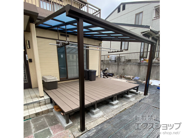 宮城県宮城郡利府町ののテラス屋根 ソラリア F型 テラスタイプ 単体 積雪〜20cm対応＋吊り下げ式固定物干し 施工例