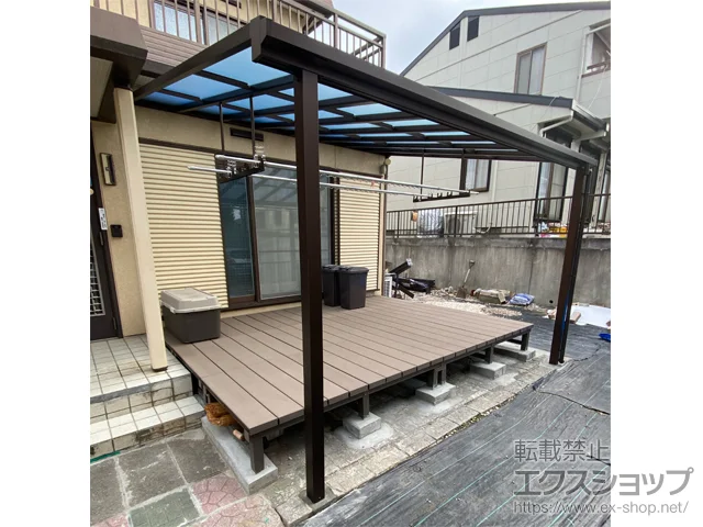 宮城県宮城郡利府町のYKKAPのテラス屋根 ソラリア F型 テラスタイプ 単体 積雪～20cm対応＋吊り下げ式固定物干し 施工例