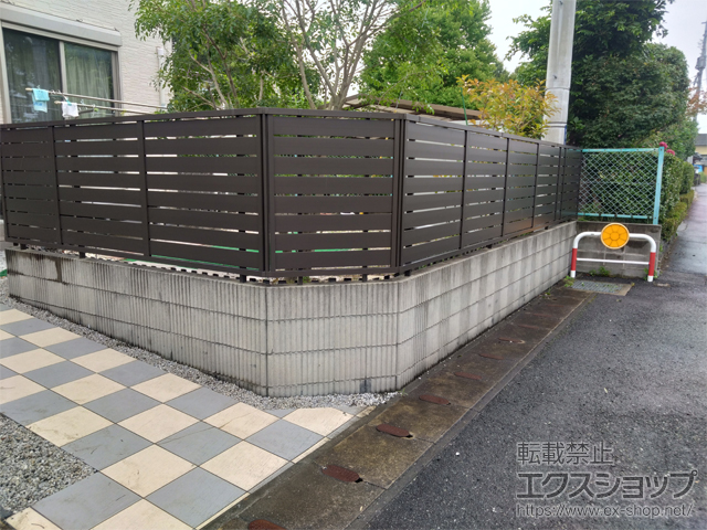 熊本県熊本市ののフェンス・柵 フェンスAB YS3型 横スリット3 フリーポールタイプ 施工例