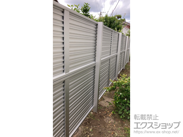 新潟県新潟市ののフェンス・柵 シンプレオフェンス5F型 横目隠し 2段支柱 自立建て用 施工例