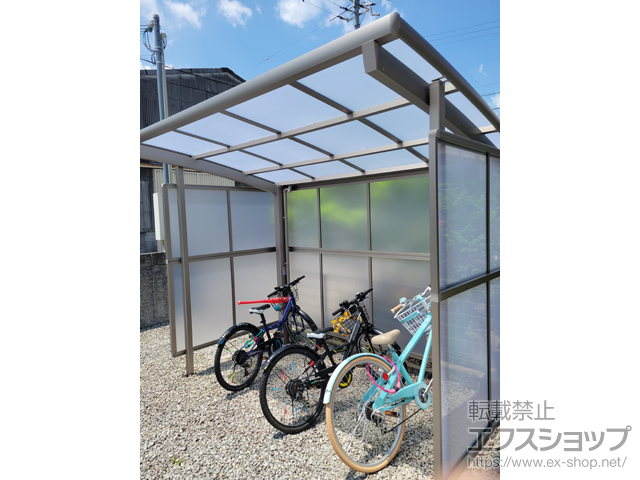奈良県御所市ののサイクルポート・駐輪場 フーゴRパーク (ラウンドスタイル) パネル3面囲い 積雪〜20cm対応 施工例