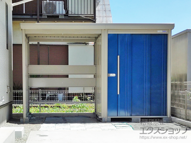 東京都府中市のの物置・屋外倉庫 Mr.ストックマン プラスアルファ 一般型 3347×1590×2110 TP-33R15-DB 施工例