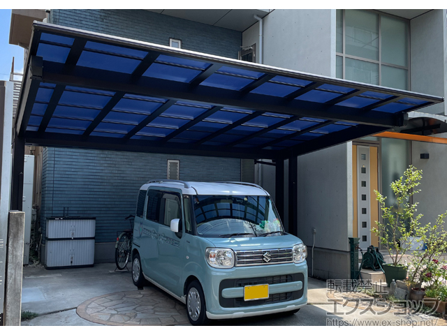 埼玉県所沢市ののカーポート エフルージュツインEX FIRST 後方支持タイプ 積雪〜20cm対応＋着脱式サポート 施工例