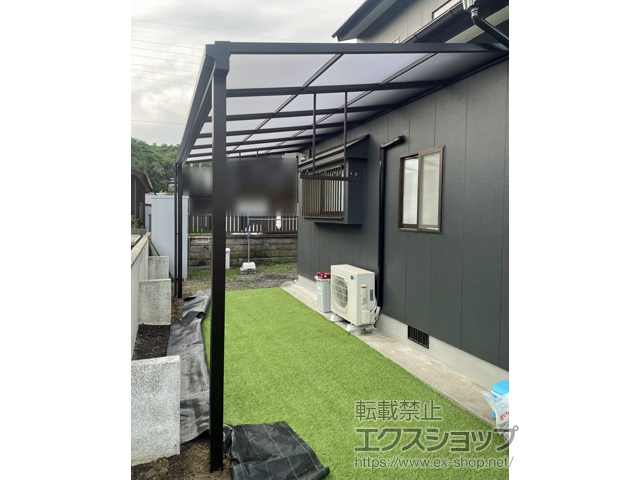 山口県宇部市ののテラス屋根 ソラリア F型 テラスタイプ 単体 積雪〜20cm対応＋吊り下げ式固定物干し 標準タイプ 施工例