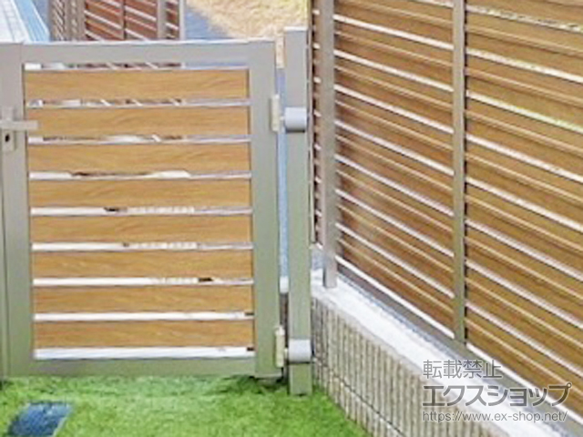 愛知県尾張旭市のの門扉 開き門扉AB ウッディYS3型 片開き　柱使用 施工例