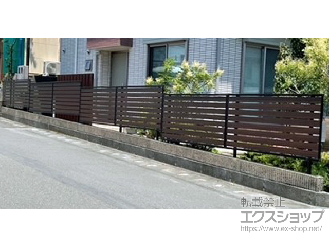 静岡県藤枝市ののフェンス・柵 モクアルフェンス 横板タイプ 自由柱施工 施工例