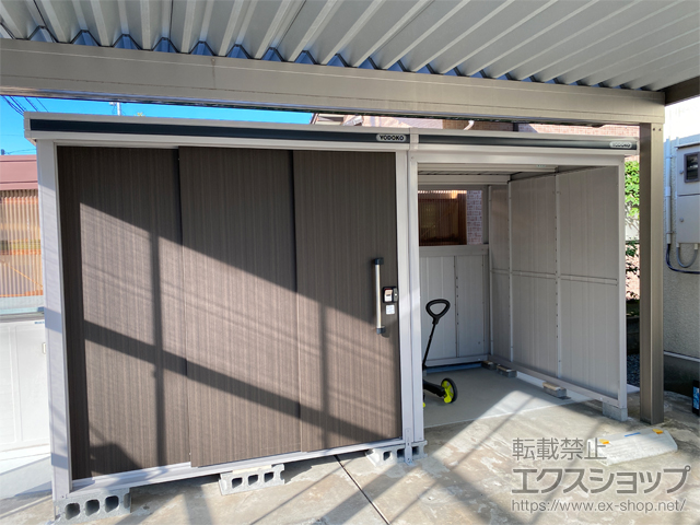 石川県金沢市のの物置・屋外倉庫 エルモコンビ 積雪型 4078×1863×2111（LMDS-2218+LKDS-1818） LMDS-2218+LKDS-1818-DW 施工例