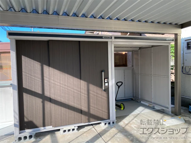 石川県金沢市のヨドコウの物置・収納・屋外倉庫 エルモコンビ 積雪型 4078×1863×2111（LMDS-2218+LKDS-1818） LMDS-2218+LKDS-1818-DW 施工例
